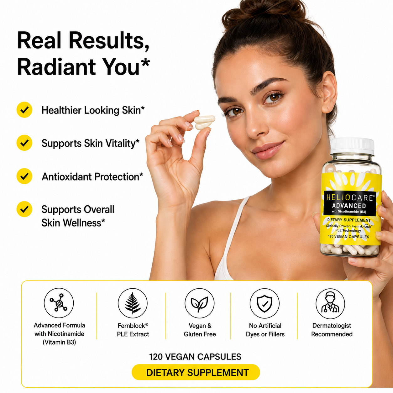 Heliocare Advanced Skin Antioxidant 240mg Polypodium Leucotomos & 500mg Niacin, Clinically Proven