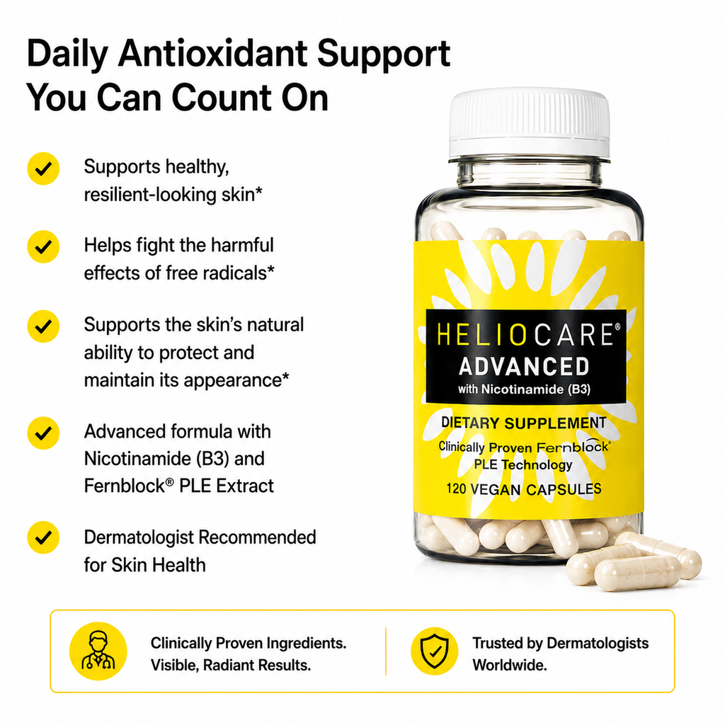Heliocare Advanced Skin Antioxidant 240mg Polypodium Leucotomos & 500mg Niacin, Clinically Proven