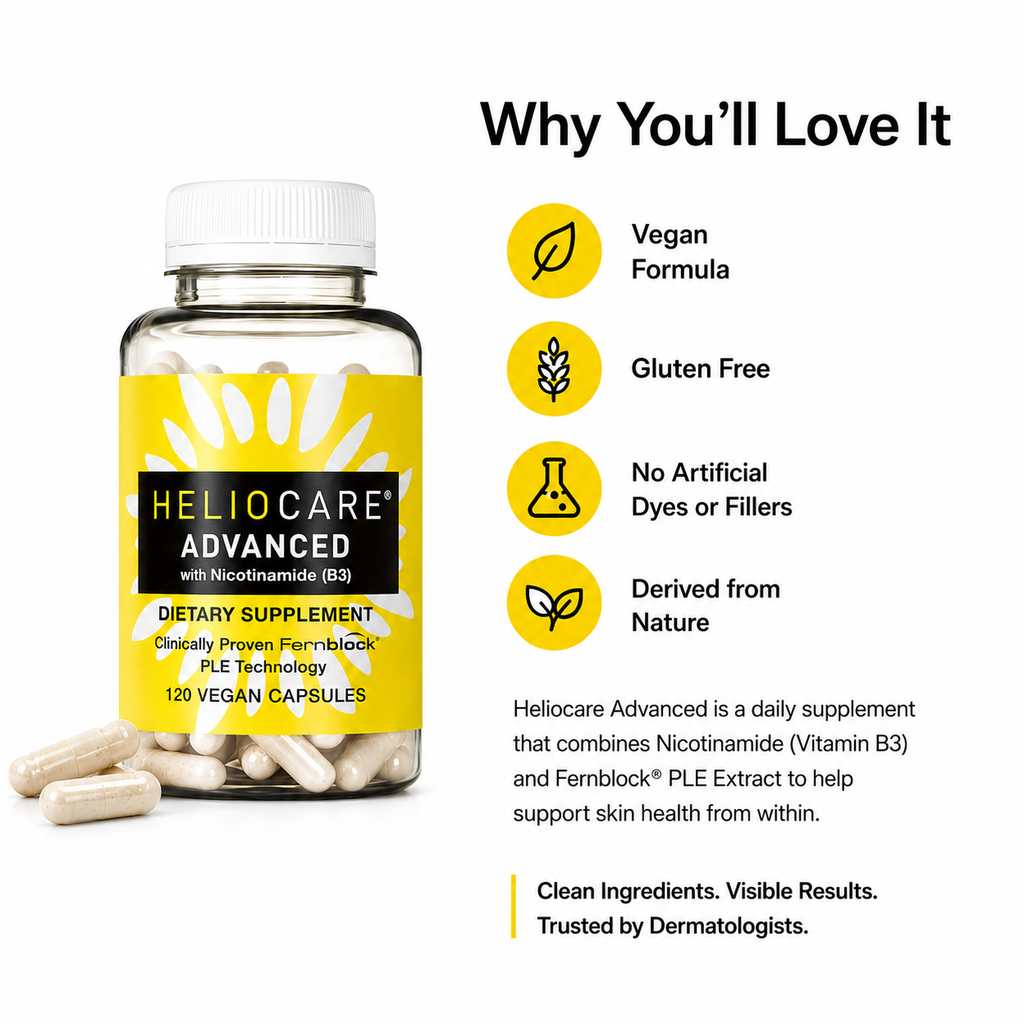 Heliocare Advanced Skin Antioxidant 240mg Polypodium Leucotomos & 500mg Niacin, Clinically Proven