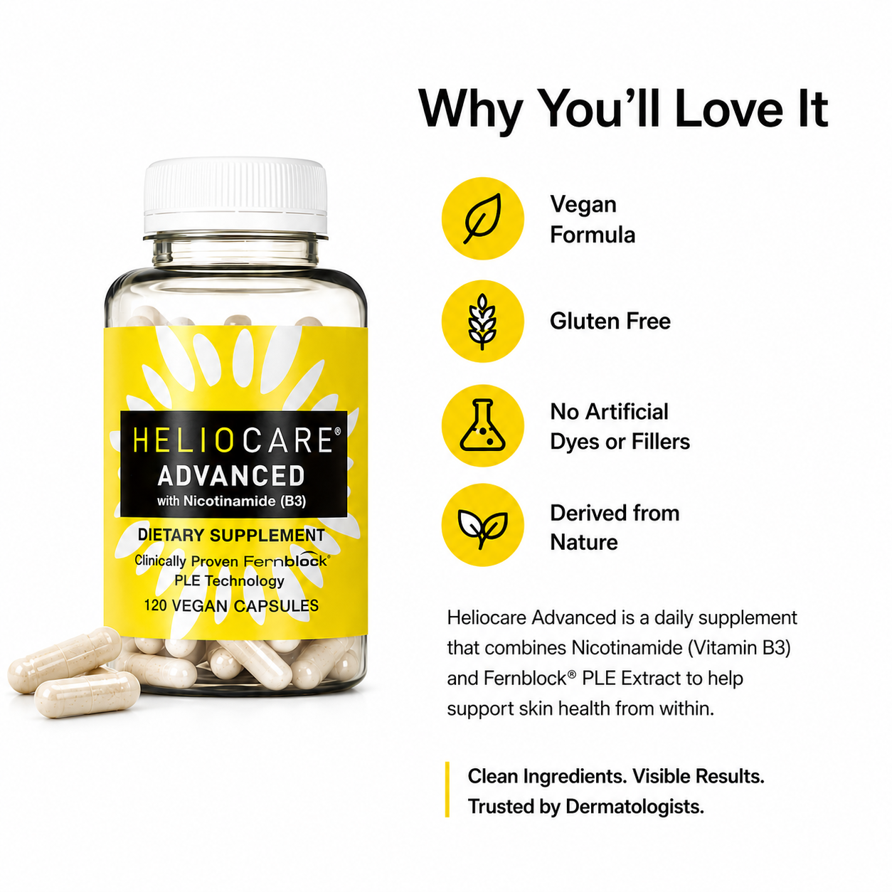 Heliocare Advanced Skin Antioxidant 240mg Polypodium Leucotomos & 500mg Niacin, Clinically Proven