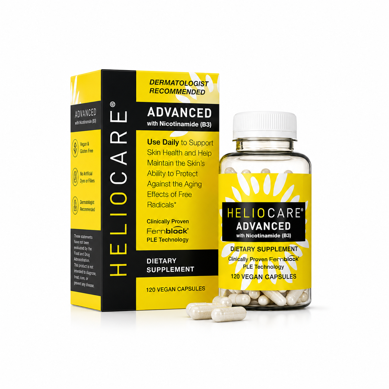 Heliocare Advanced Skin Antioxidant 240mg Polypodium Leucotomos & 500mg Niacin, Clinically Proven