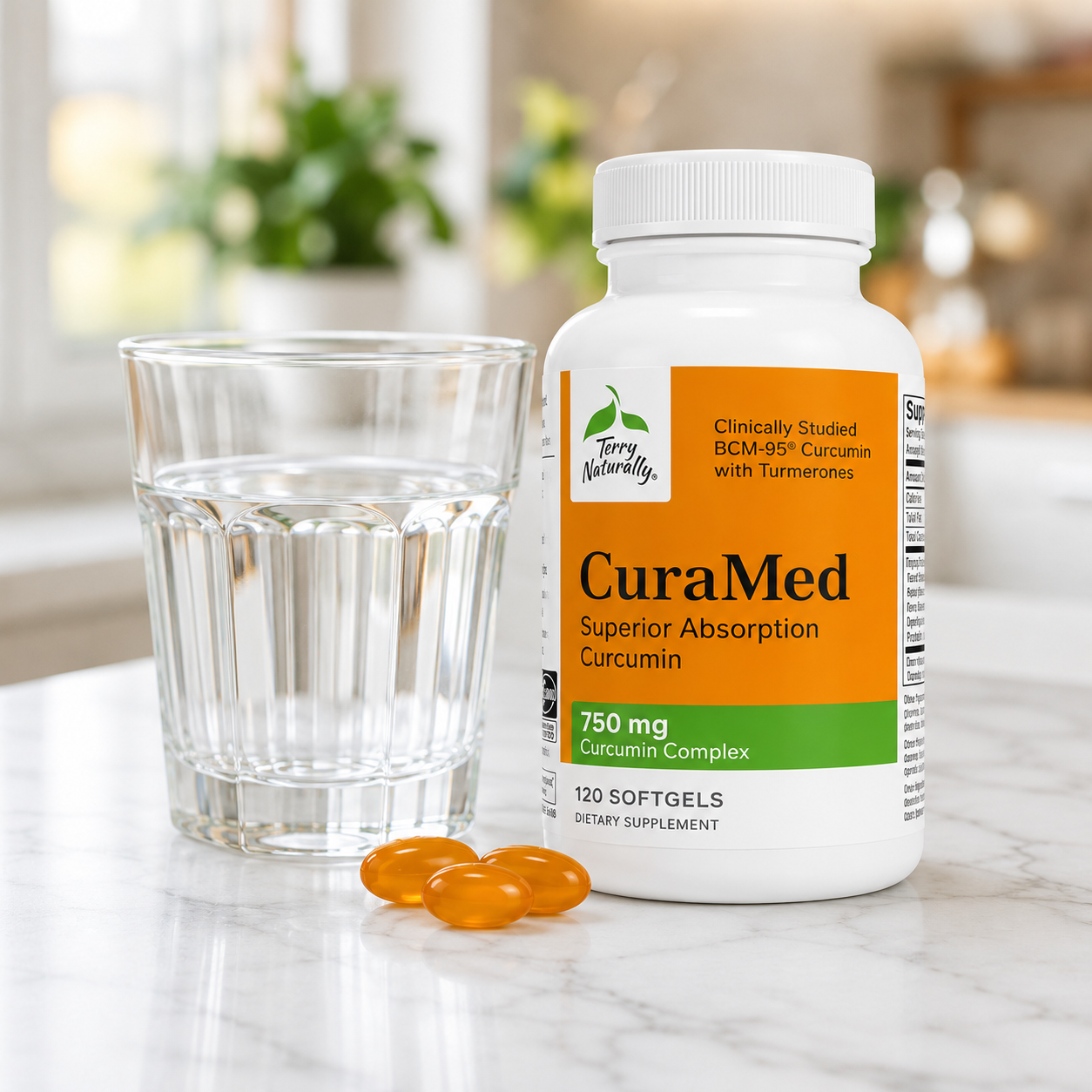 Terry Naturally CuraMed 750mg Curcumin 500mg Curcuminoids Brain, Heart & Immune Support
