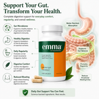 Emma Gut Health Supplement.  Constipation, Gas & Bloating Relief  Berberine, Resveratrol & Quercetin, Dr. Endorsed