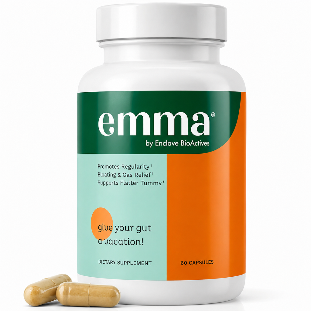 Emma Gut Health Supplement.  Constipation, Gas & Bloating Relief  Berberine, Resveratrol & Quercetin, Dr. Endorsed