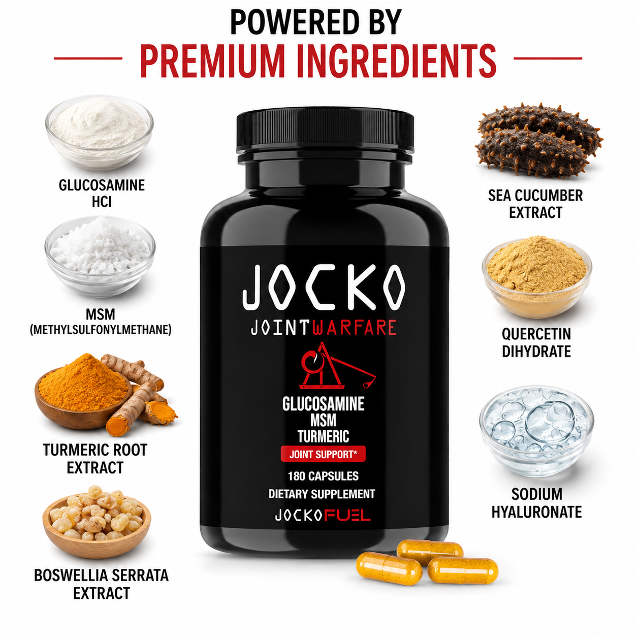 Jocko Fuel Joint Support Supplement  Glucosamine MSM with Turmeric & Boswellia.