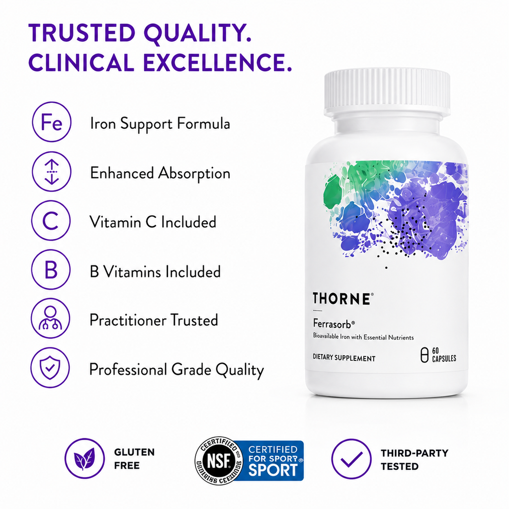THORNE Ferrasorb Bioavailable Iron with essential nutrients