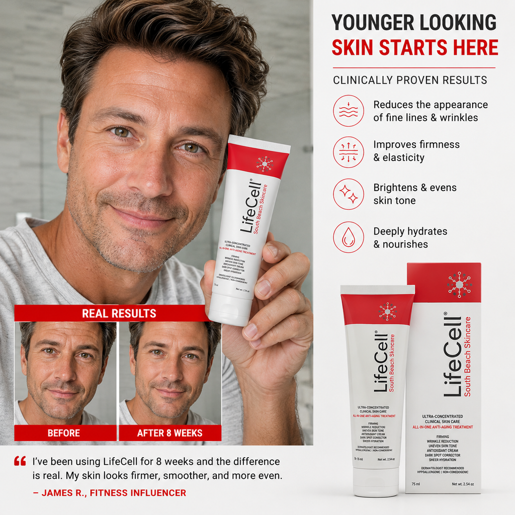 LifeCell All-In-One Anti-Aging Cream, Retinol, Vitamin C & Hyaluronic Acid, Reduces Wrinkles & Dark Circles.