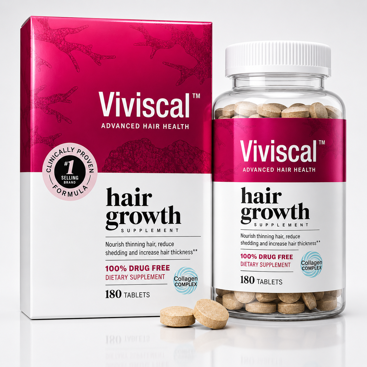 Viviscal Thicker Fuller Hair Growth Supplements for Women, with Biotin and Marine Collagen