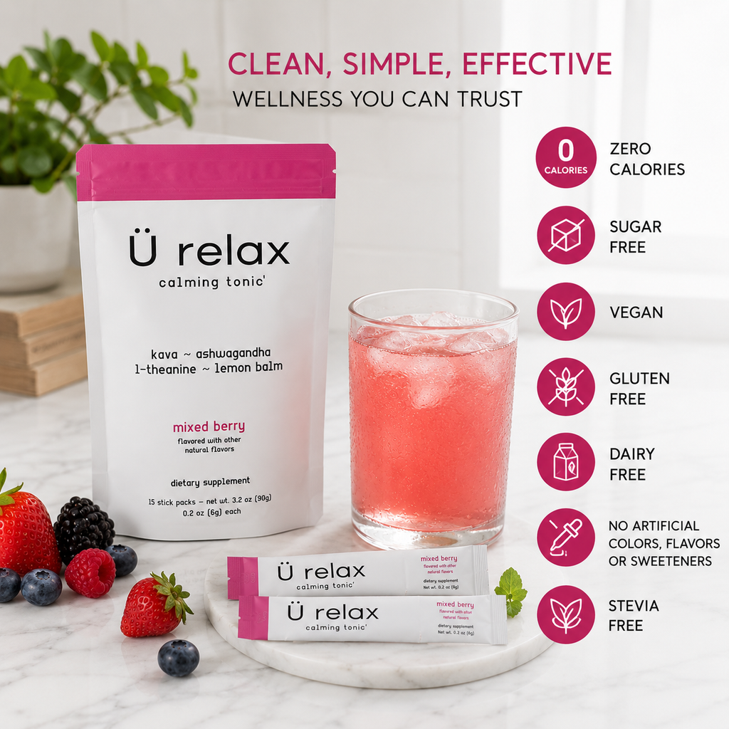 Ü Relax Calming tonic-MIXED BERRY flavor relax calming drink-15 Packets