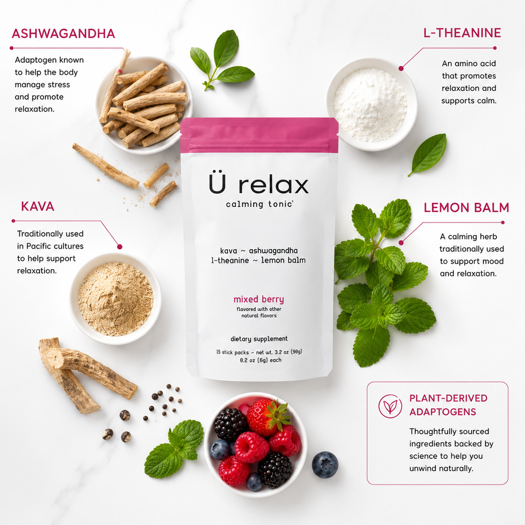Ü Relax Calming tonic-MIXED BERRY flavor relax calming drink-15 Packets