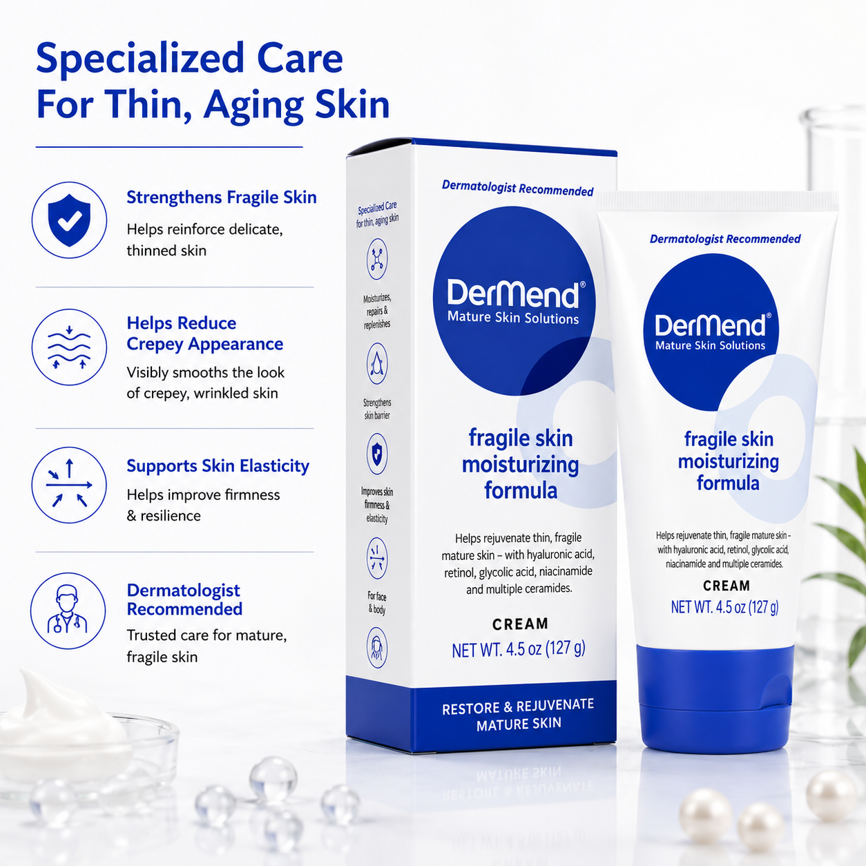 Dermend Fragile Skin Cream – Anti-Wrinkle Moisturizer for Thin Skin