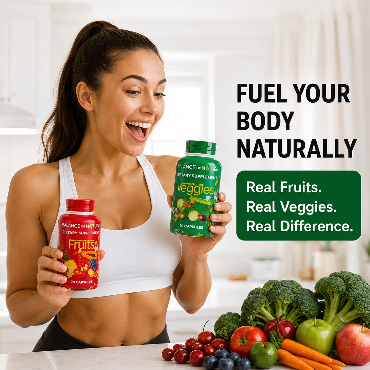 Balance of Nature Fruits & Veggies Supplement, Whole Food Vitamins for Men, Women & Kids