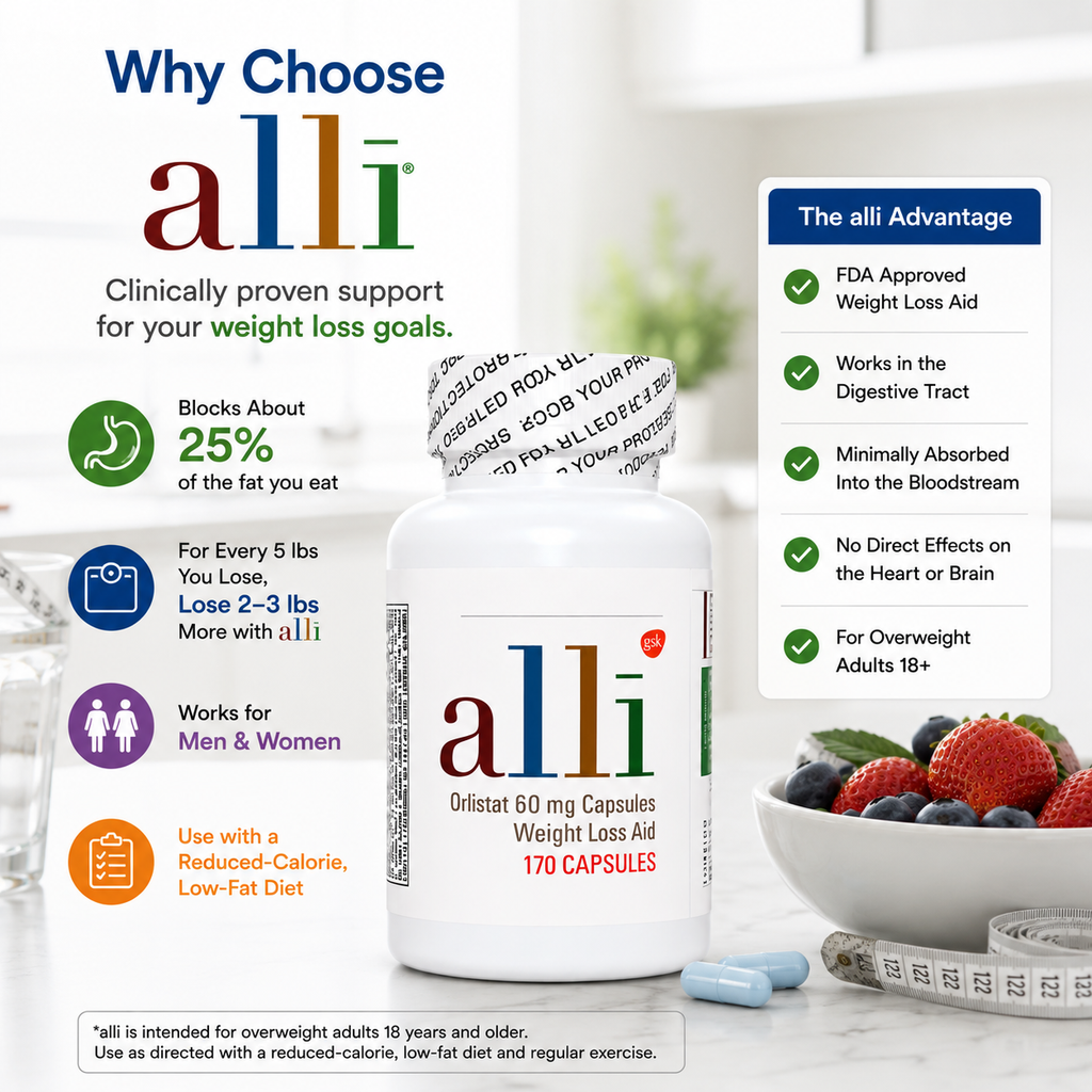 Alli Weight Loss Pills – Orlistat 60mg Diet Supplement 170 Capsules