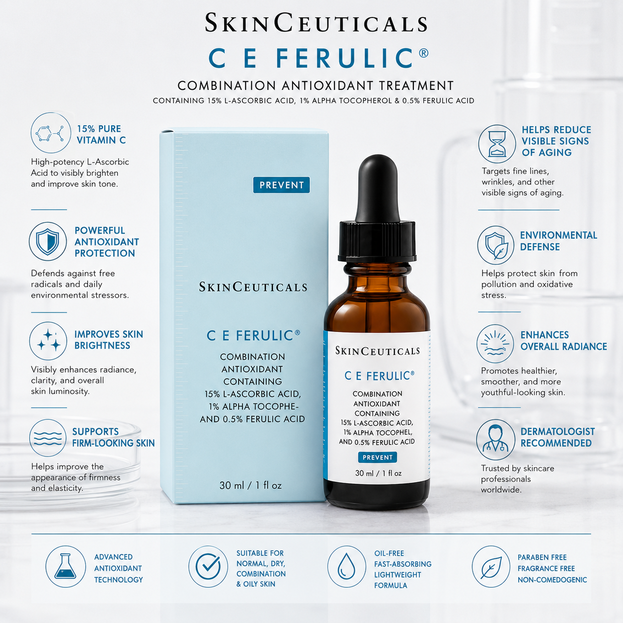 SkinCeuticals C E Ferulic Authentic Vitamin C Antioxidant Serum