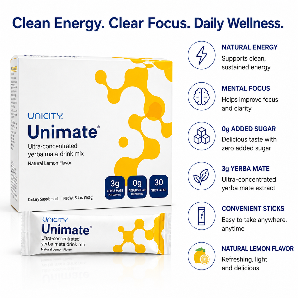 Unicity Unimate Yerba Mate Drink Mix Natural Lemon Flavor