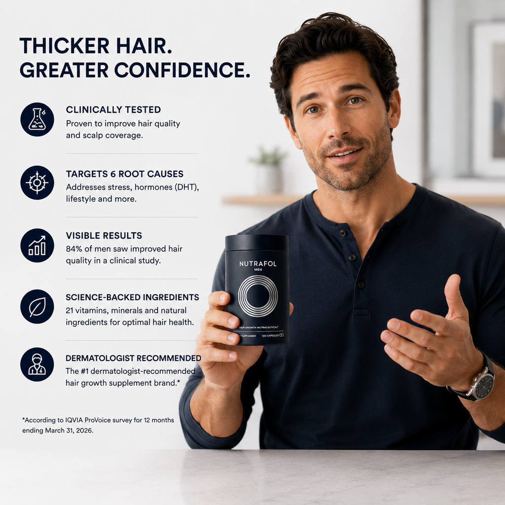 Nutrafol Men's Hair Growth Supplement – Clinically Tested 1 Month Supply