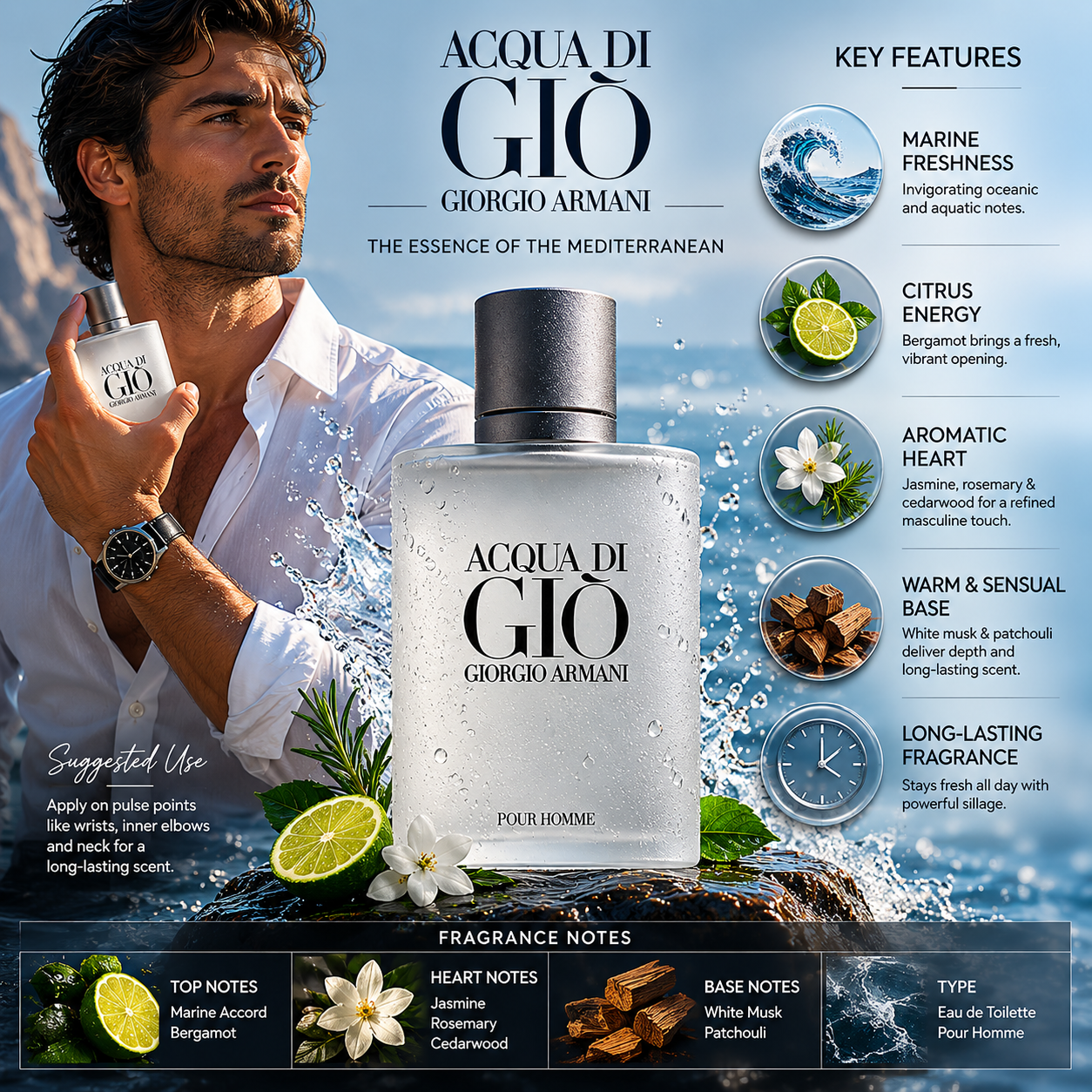 Giorgio Armani Acqua Di Gio 6.7oz Men's Eau de Toilette