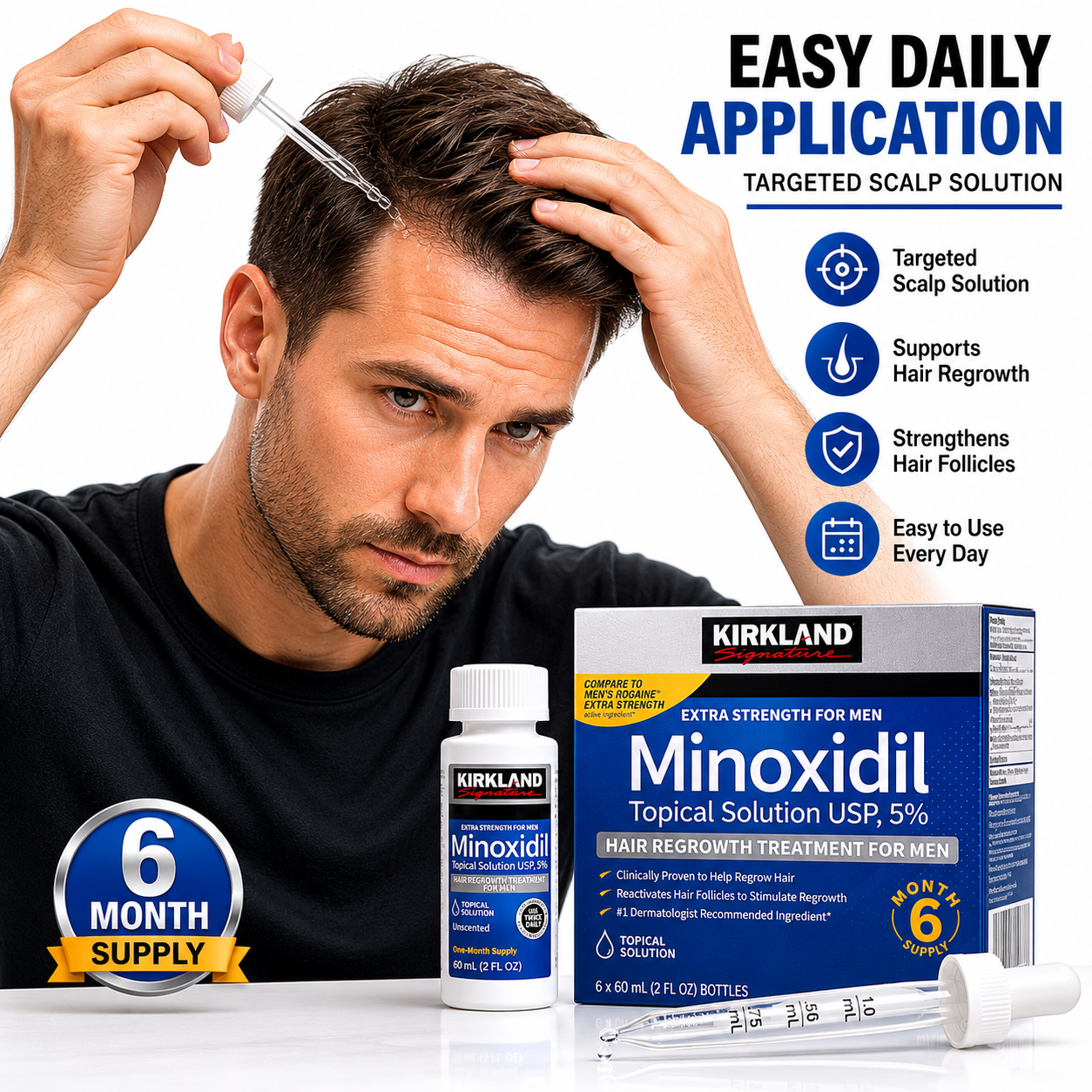 Minoxidil for Men – 6-Month Hair Regrowth Treatment Kit