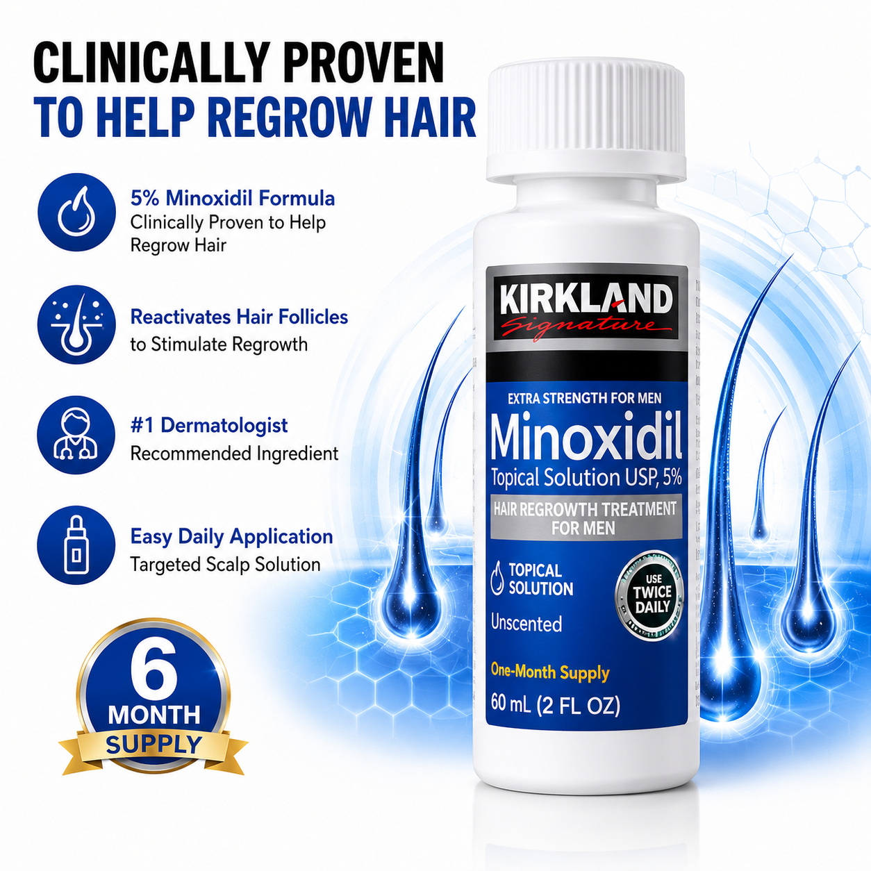 Minoxidil for Men – 6-Month Hair Regrowth Treatment Kit