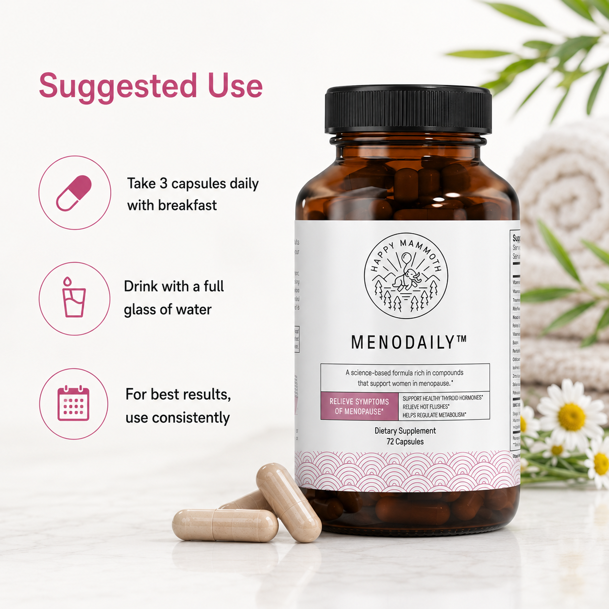 Happy Mammoth Meno Daily – Menopause Vitamins for Women
