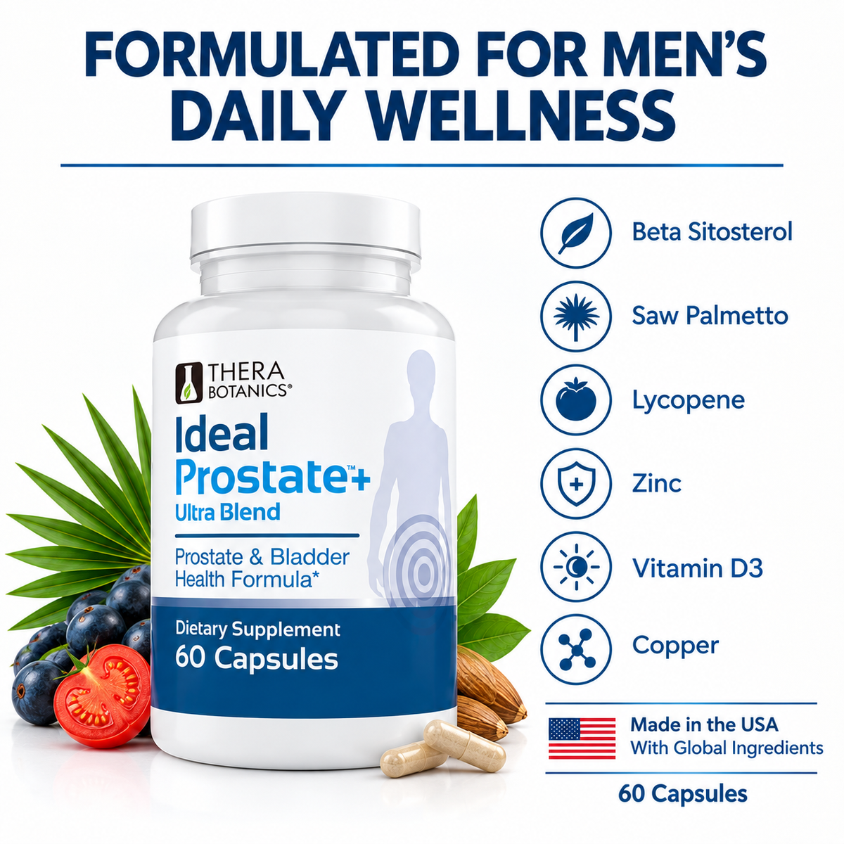 Ideal Prostate Plus Beta Sitosterol, Saw Palmetto, Lycopene & Zinc,  Men's Prostate Support