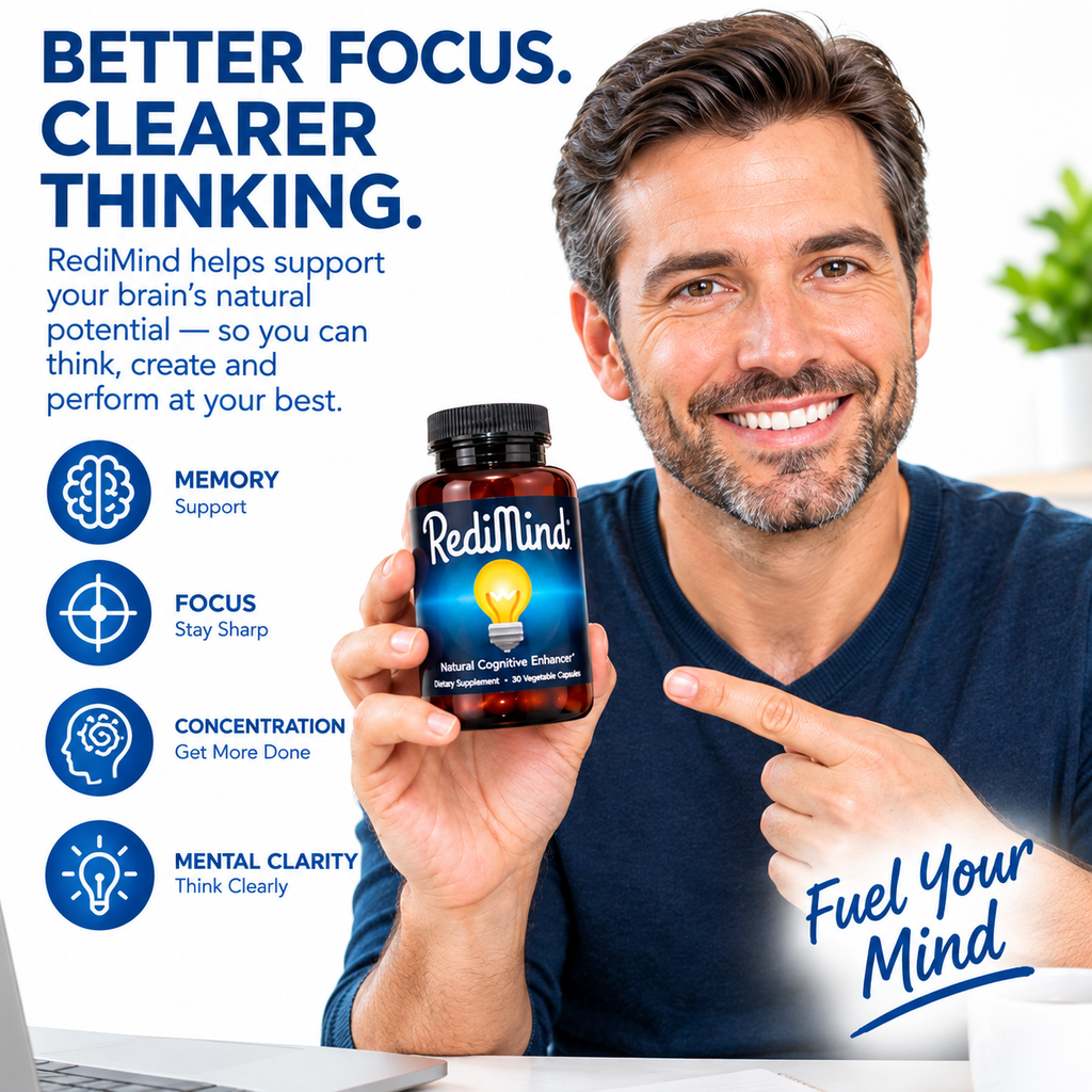 RediMind Brain Supplement Memory Focus & Mental Clarity; Alpha GPC & Ginkgo Biloba