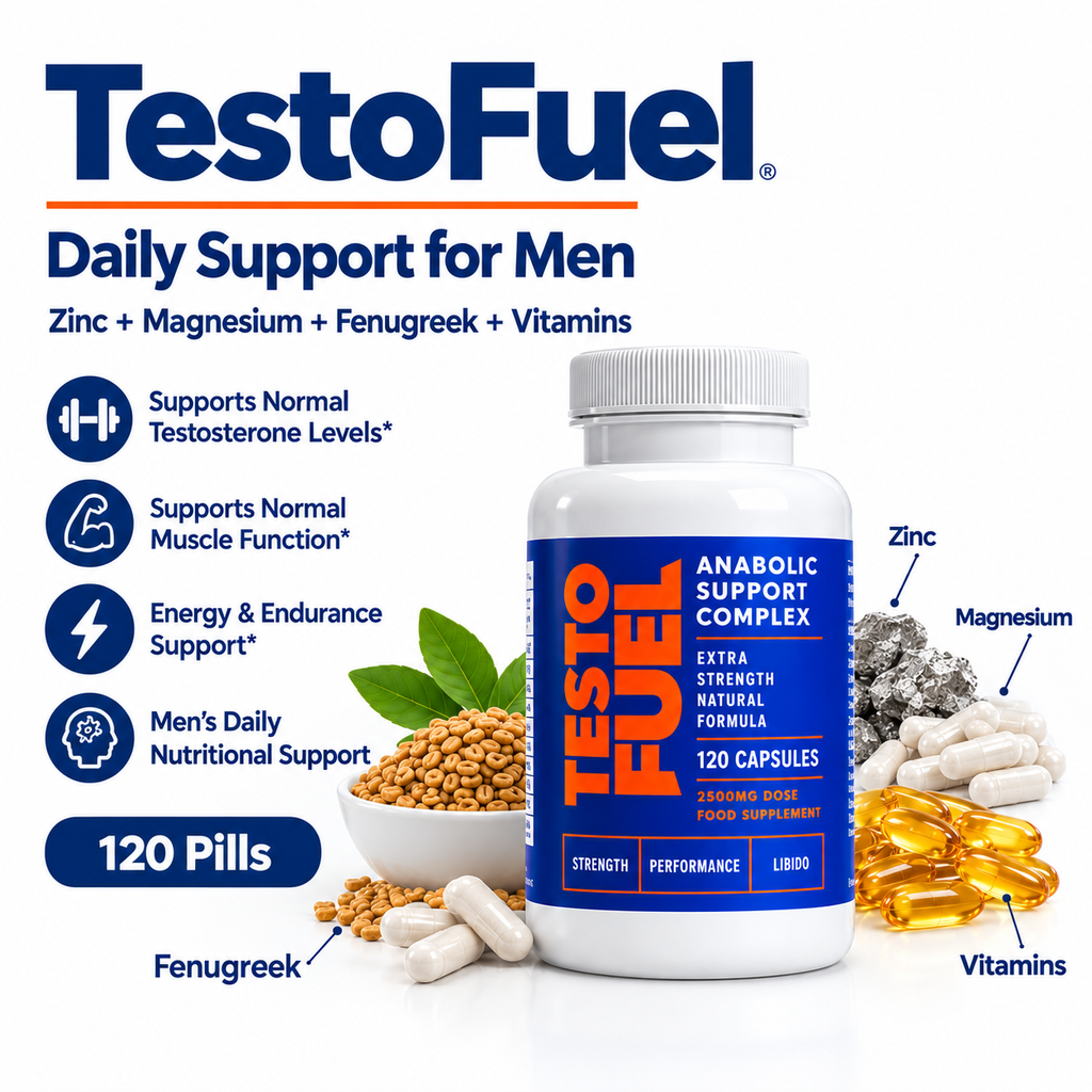 TestoFuel Testosterone Booster for Men;  Zinc, Fenugreek & Magnesium. Muscle, Energy & Stamina