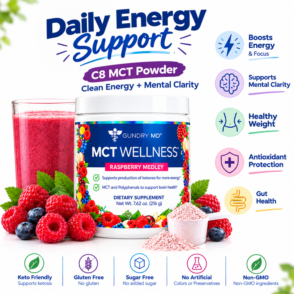 Gundry MD MCT Wellness C8 MCT Powder & Polyphenols. Energy, Gut & Skin Health 30 Servings