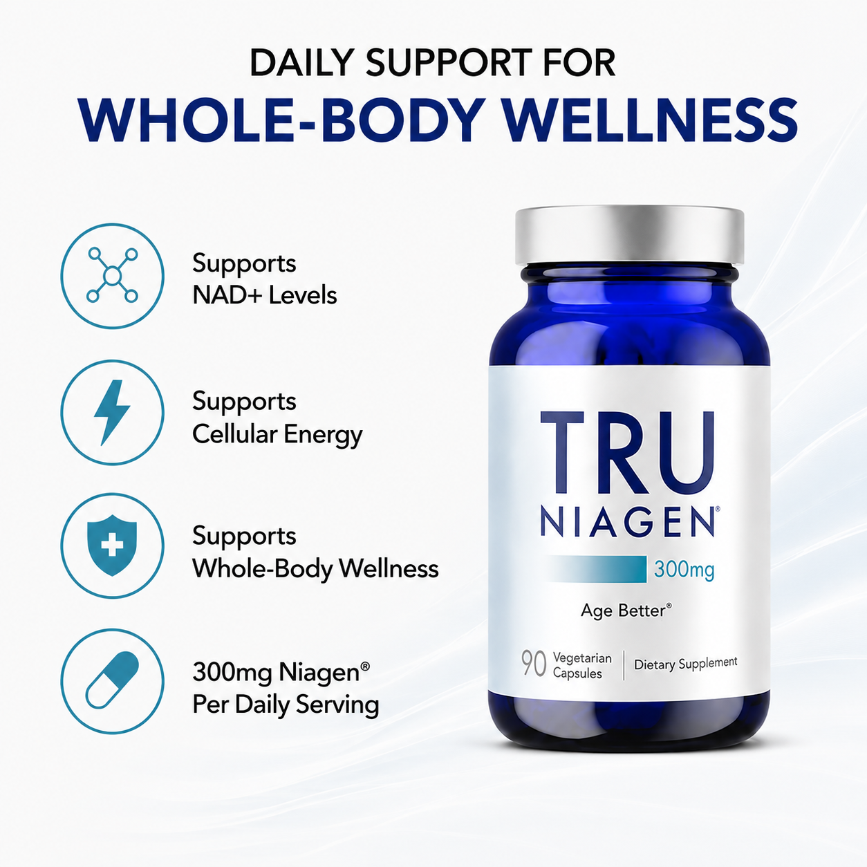 Tru Niagen NAD+ Supplement 300mg Nicotinamide Riboside NR, Cellular Energy & Healthy Aging