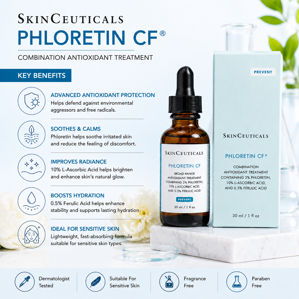 SkinCeuticals Phloretin CF Antioxidant Serum Brightening & Anti-Aging Vitamin C