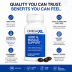 OmegaXL Joint Support Supplement, Green-Lipped Mussel Oil 16x Stronger Than Fish Oil. 60/120/300 Count