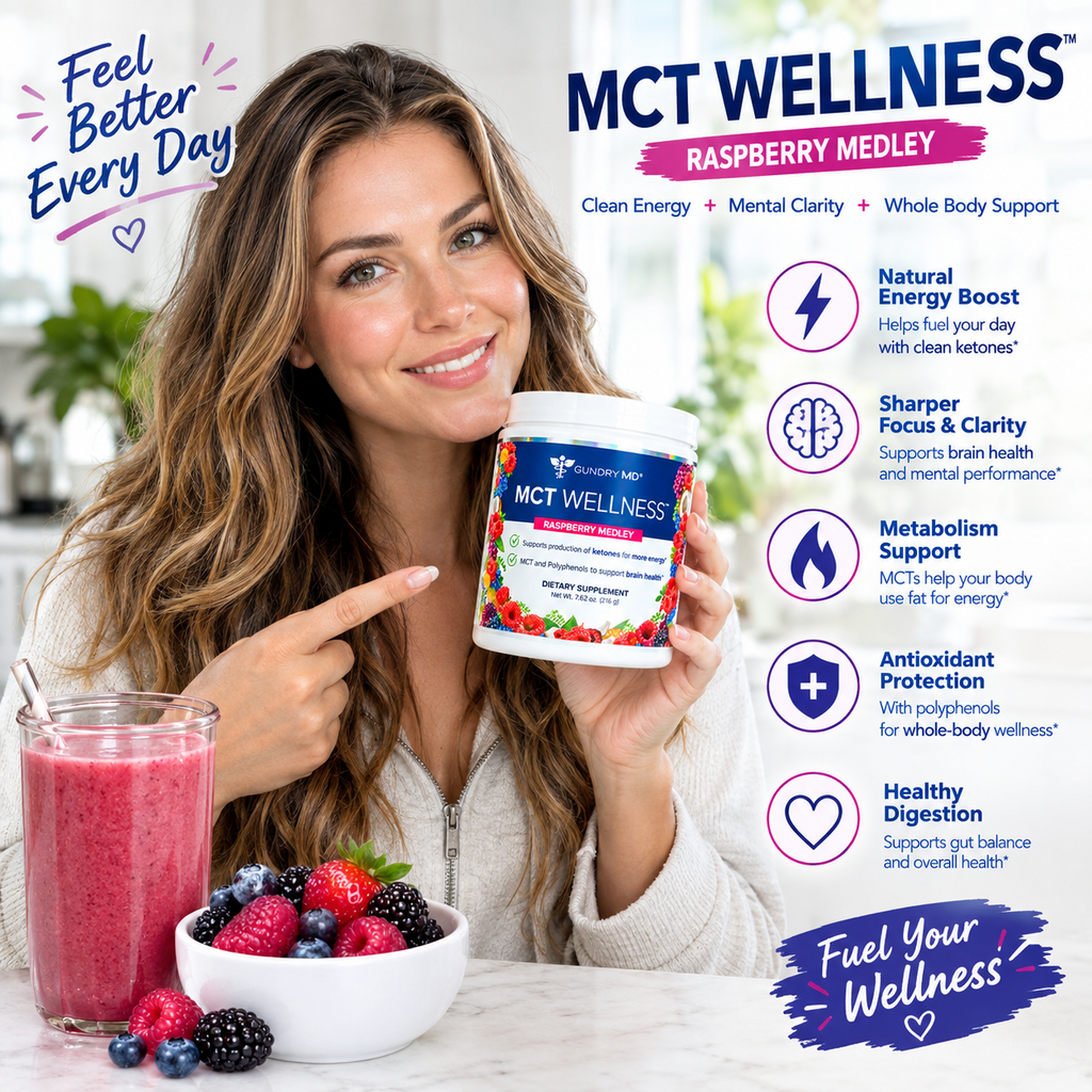 Gundry MD MCT Wellness C8 MCT Powder & Polyphenols. Energy, Gut & Skin Health 30 Servings