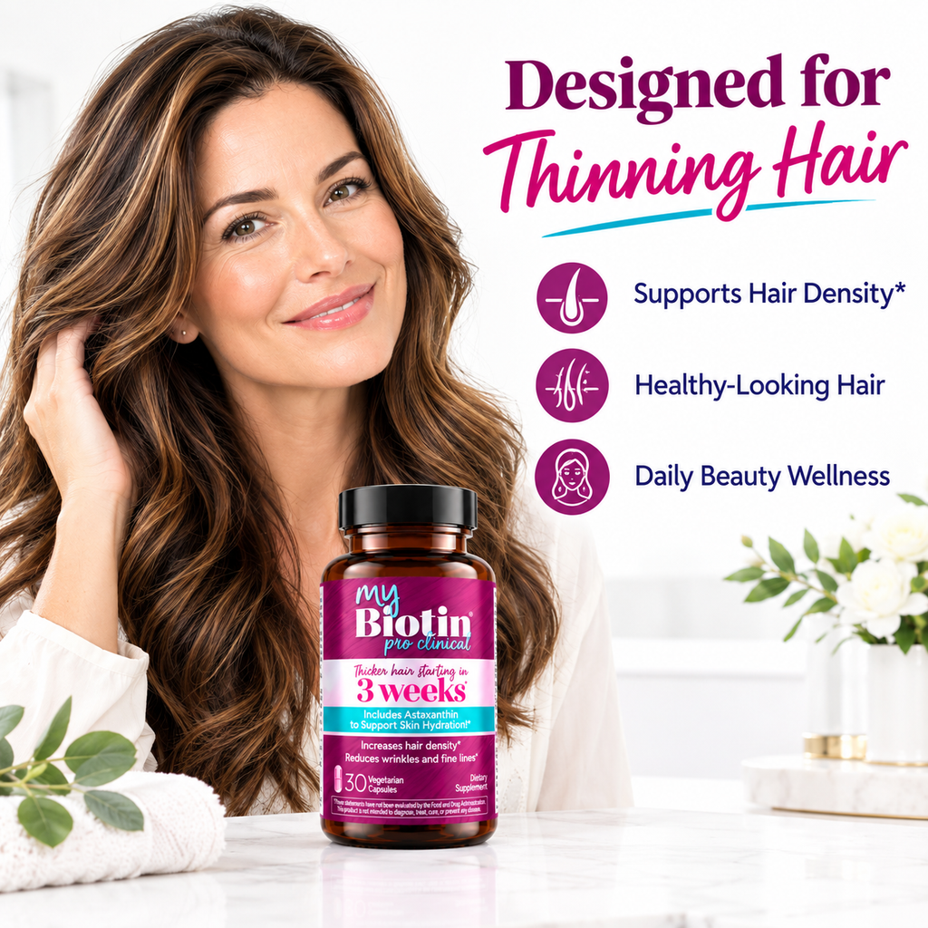 Purity Products MyBiotin, MB40X Patented Biotin B7 & Astaxanthin. Thicker Hair in 3 Weeks