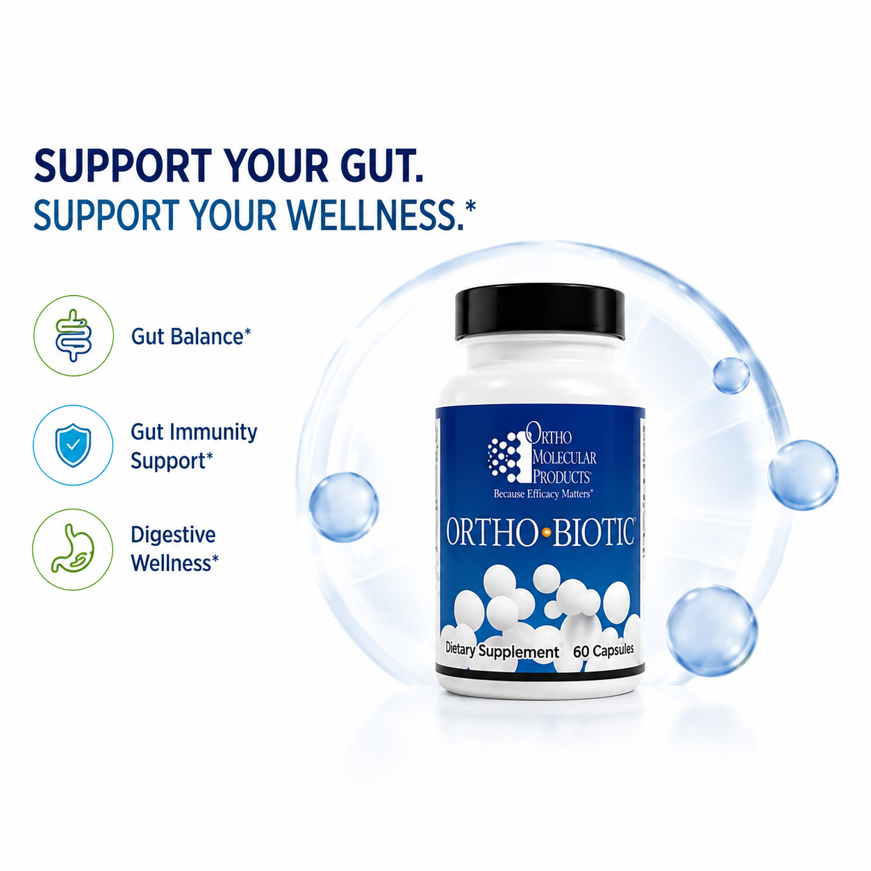 Ortho Biotic probiotic capsules for gut health and digestive support