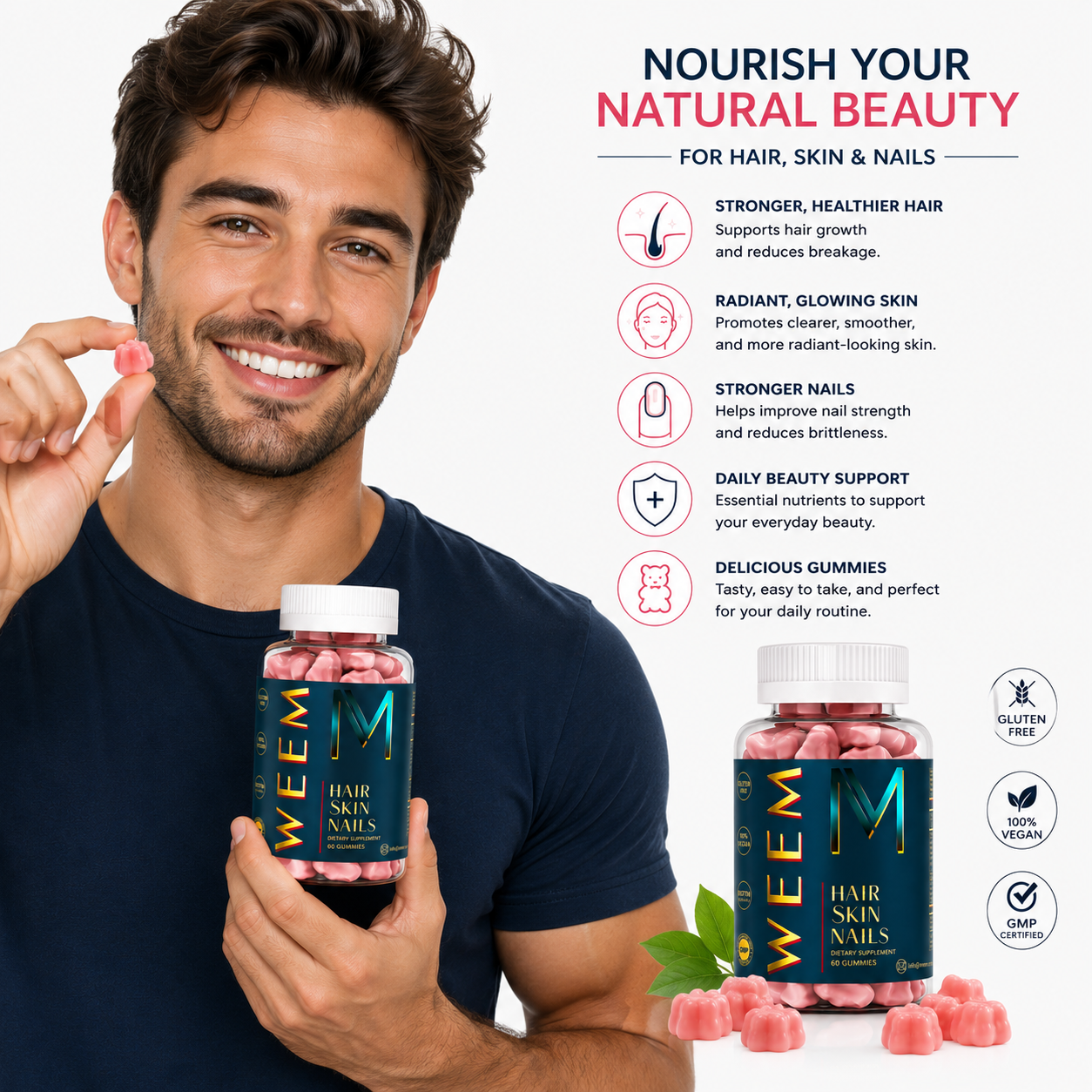 WEEM Hair Skin Nails biotin hair growth gummies