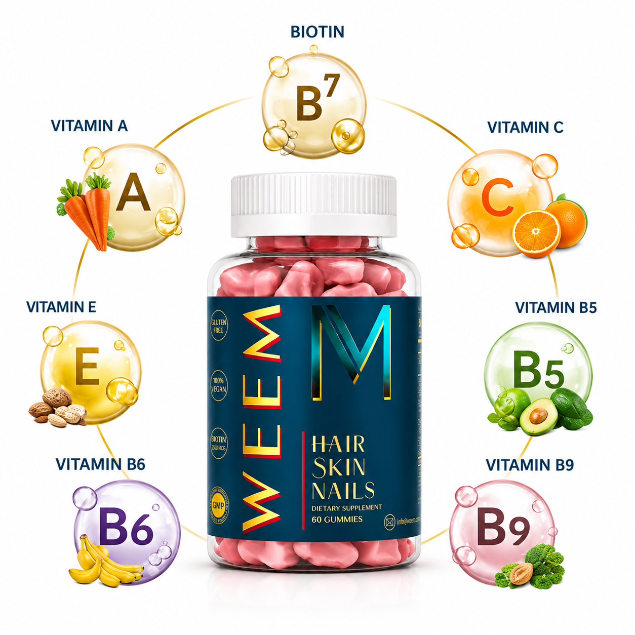 WEEM Hair Skin Nails gummies for women and men